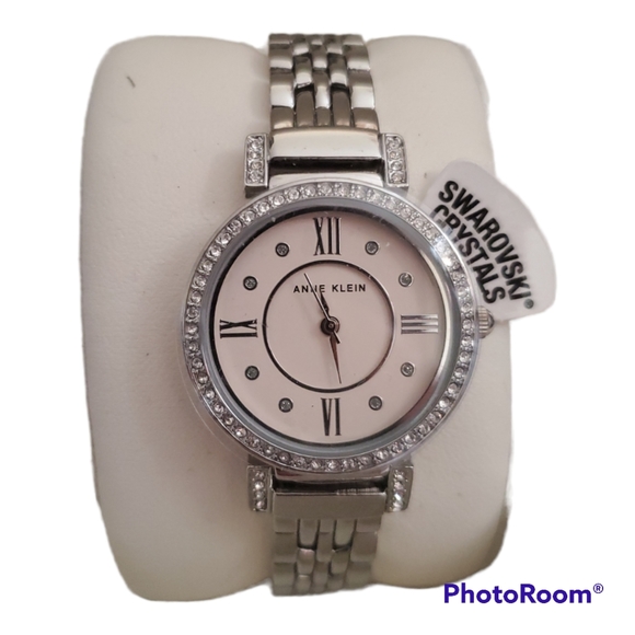 ANNA KLEIN Silver Swarovski Crystal Watch - Picture 1 of 3